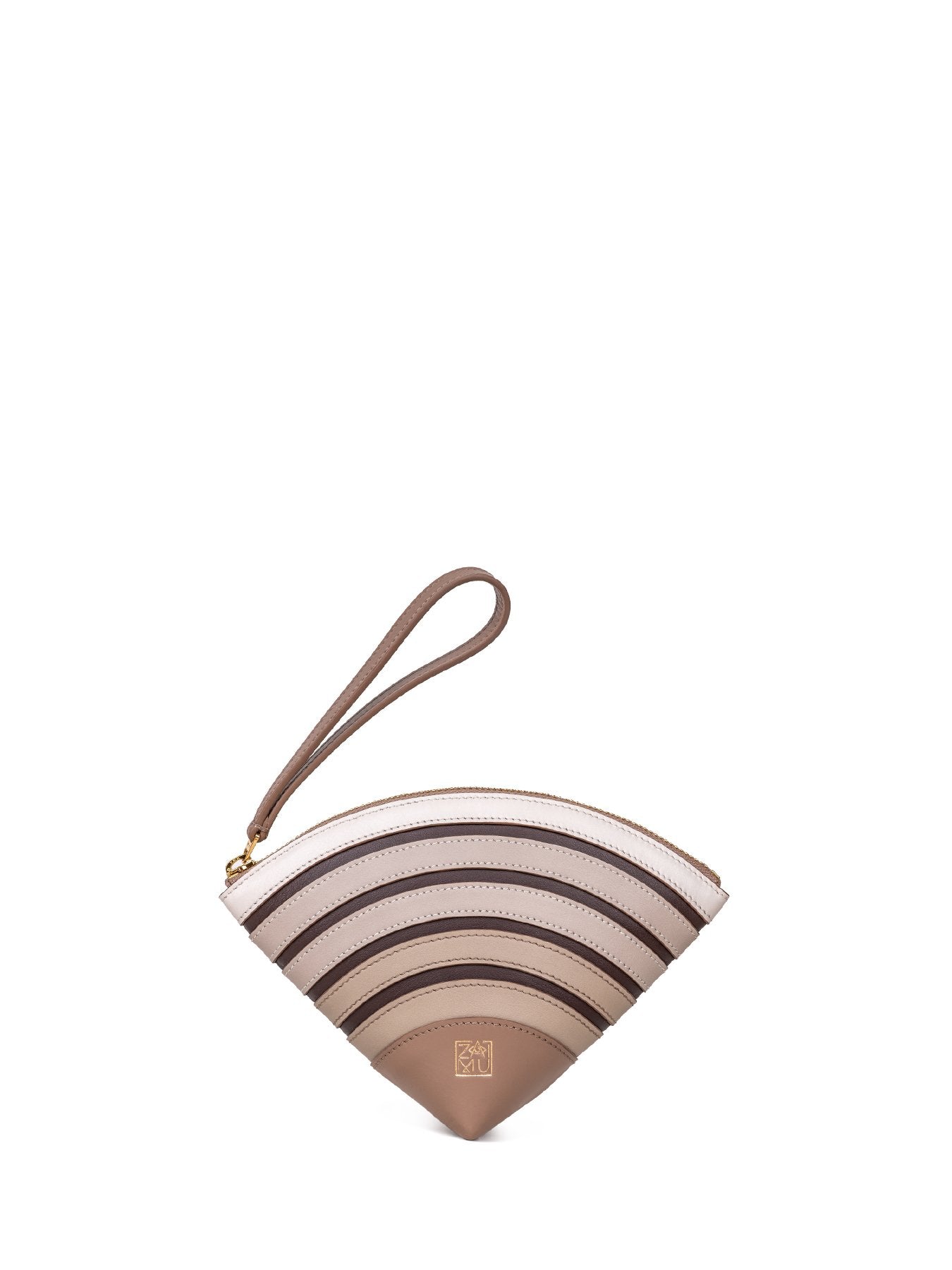 playful clutch bag in caramel color