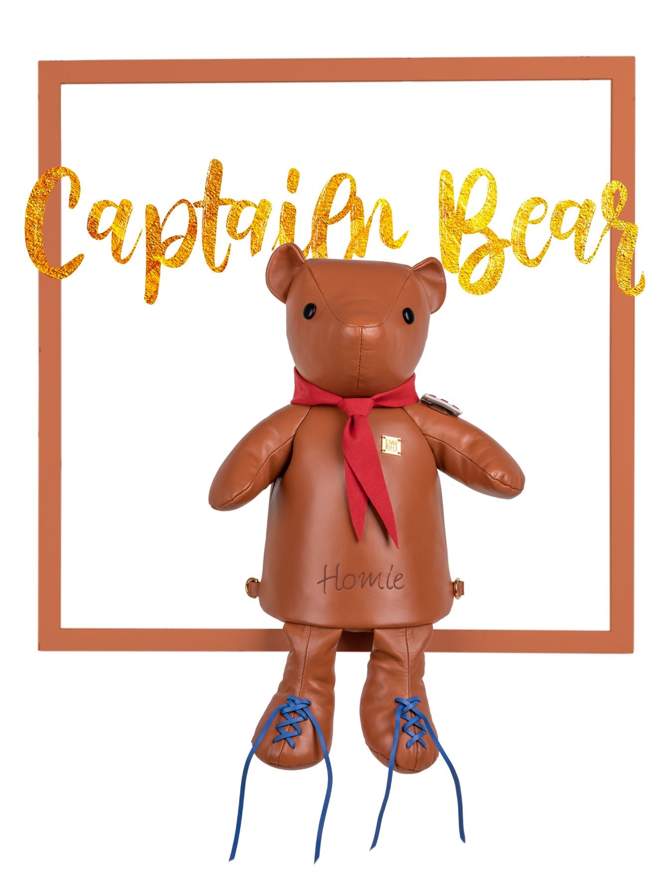 Caramel Leather Bear Backpack