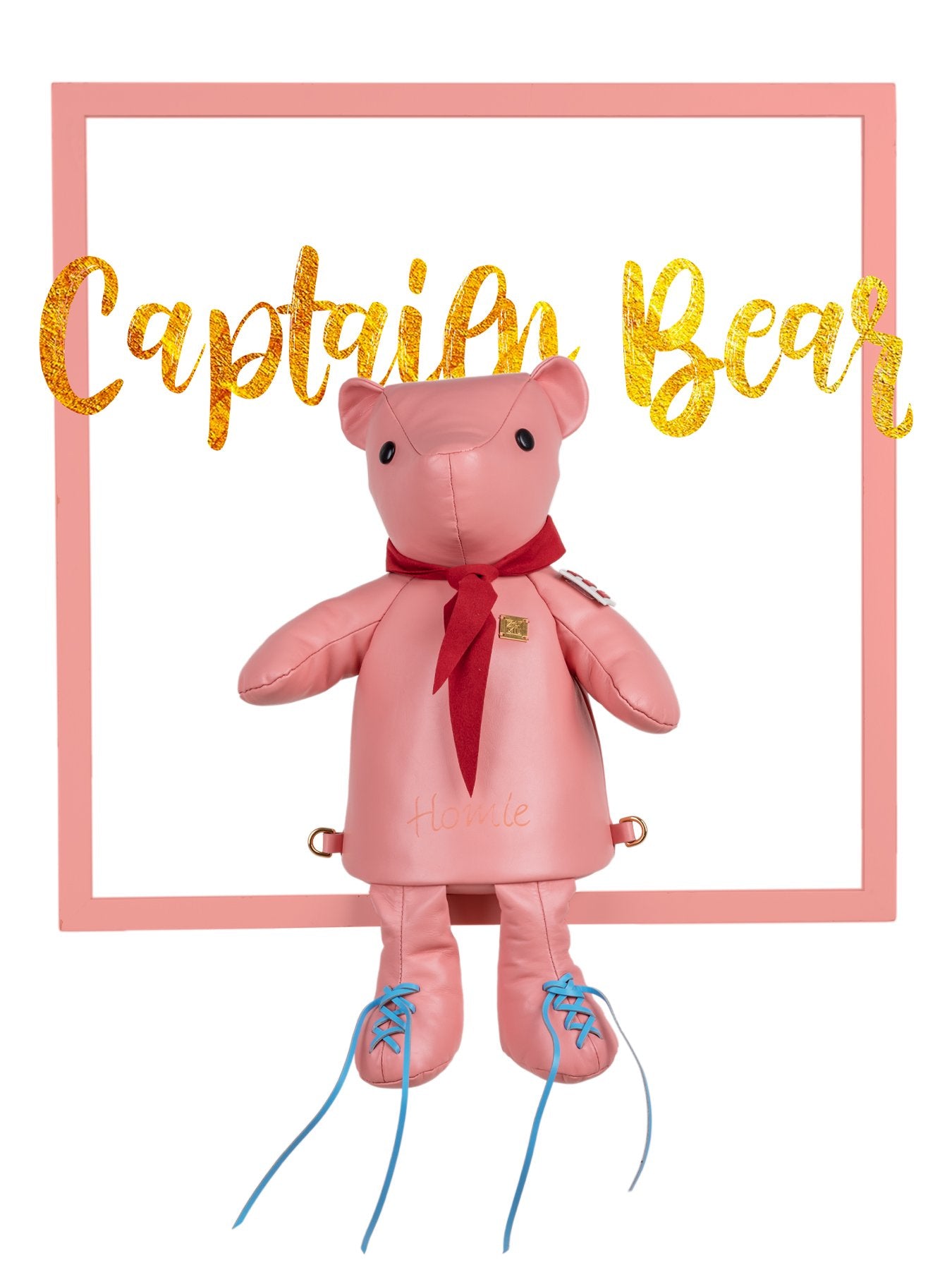 Pink Bear Leather Backpack Bag