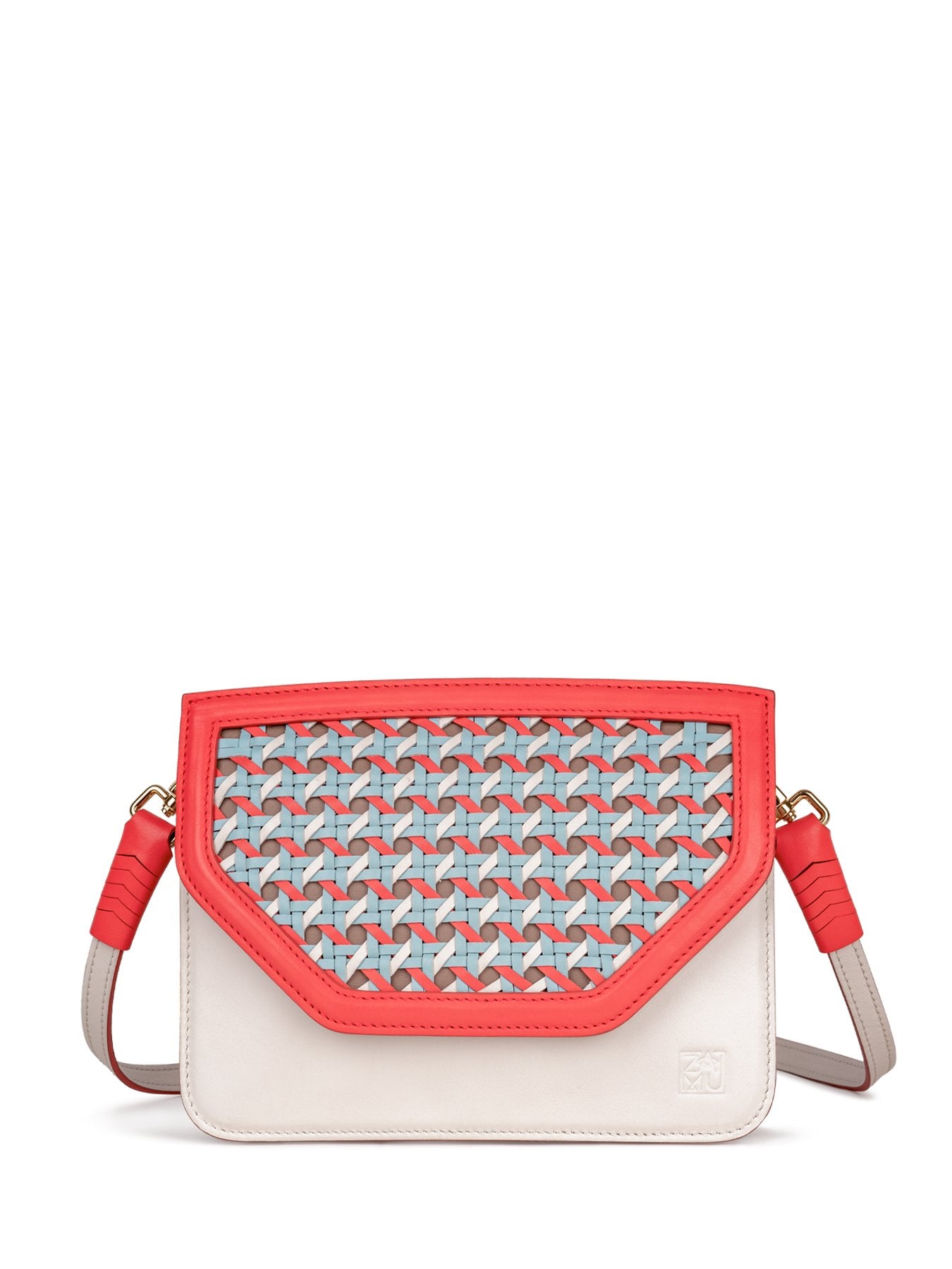 stylish crossbody bag in red & beige