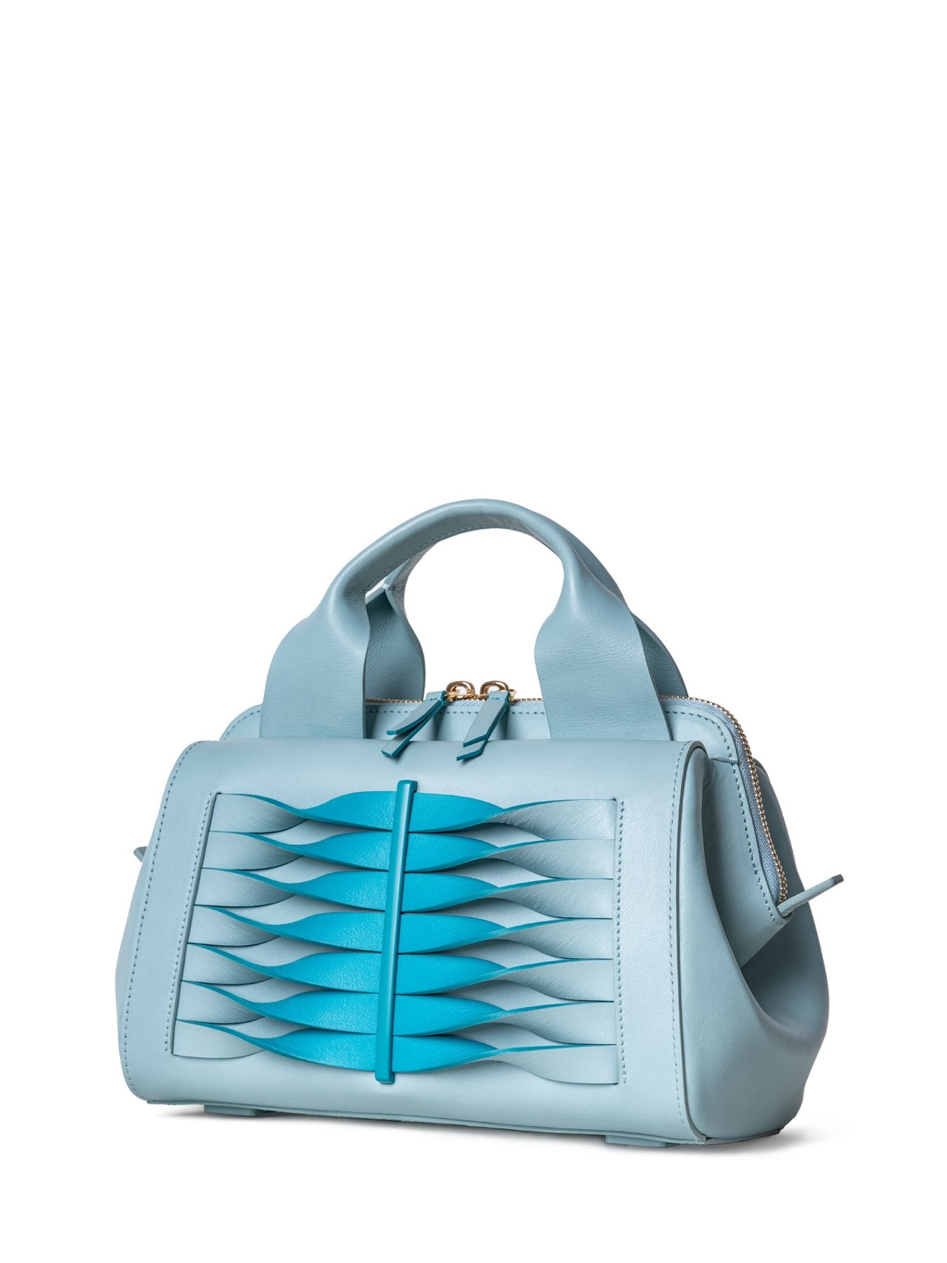 Italian leather crossbody bag in mint blue